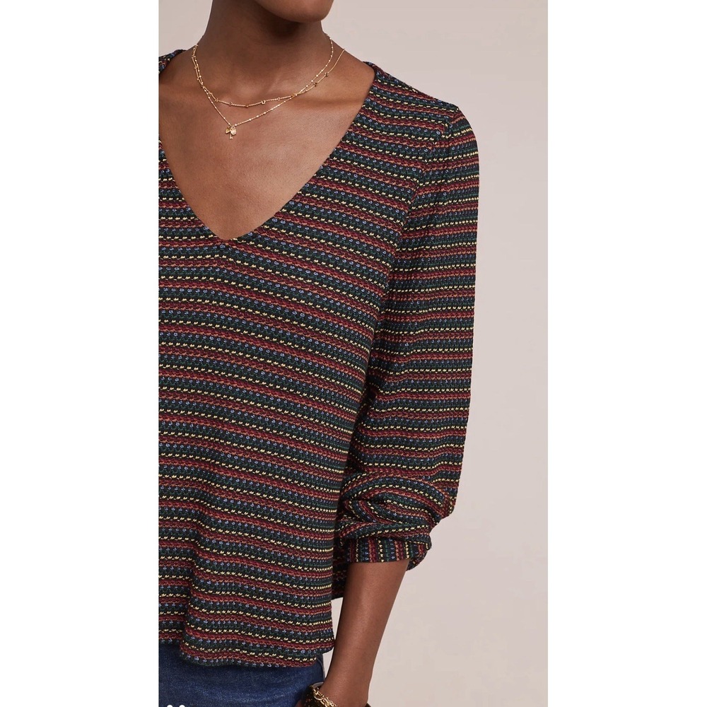 Anthropologie Eri‎ + Ali XL Multicolor Striped Knit Top Long Sleeve Relaxed Fit - Picture 3 of 15